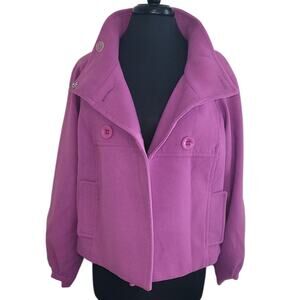 VTG 90s USA Made Womens L Purple Sweet Orchid Double Breasted Jacket Pea Coat